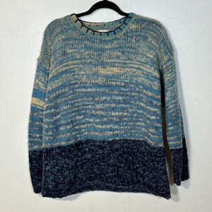 Laundromat Wool Color Block Sweater Blue Yellow Women’s Medium Ombre Pullover
